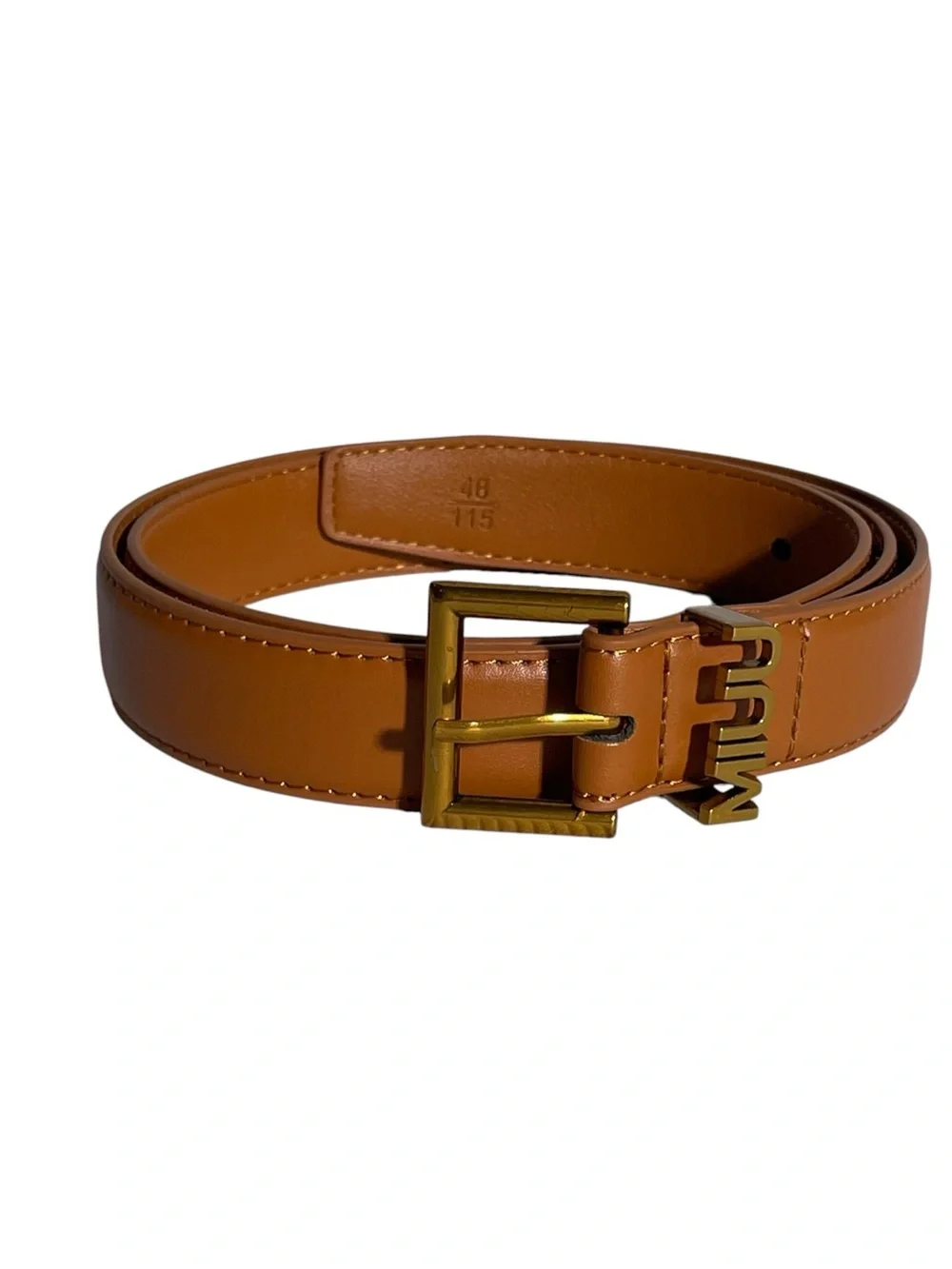 💁🏻‍♀️ Women’s Tan Leather Belt with Gold-Tone Logo Buckle 💁🏻‍♀️
